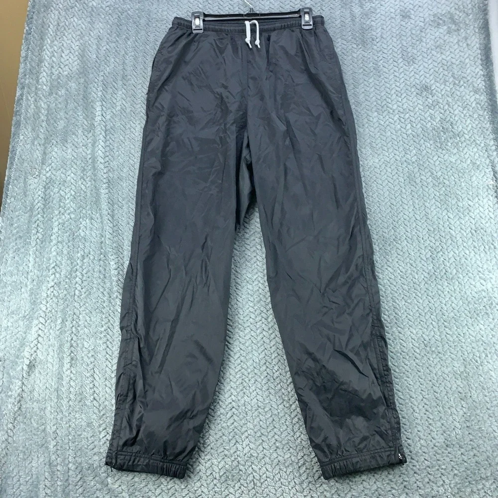 Nike Kids L 12-14 Black Nylon Windbreaker Track Pants Lined Zipper Cuffs Joggers